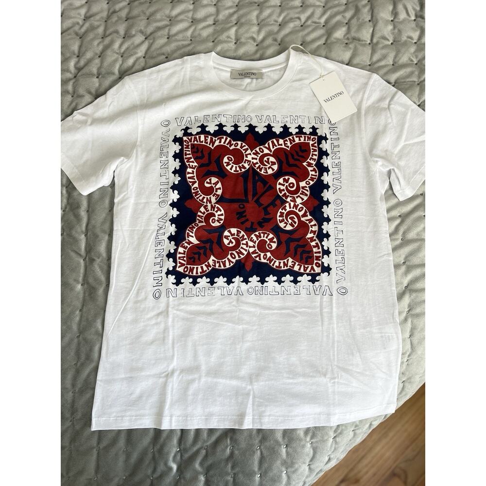 VALENTINO White cotton Bandana T-shirt sz M